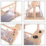 Parrot Playstand Bird Play Stand Cockatiel Playground Wood Perch Gym Playpen Ladder with Feeder Cups Toys (Include a Tray)