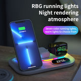 4 in 1 Fast Wireless Charger Clock Pad for iPhone 13 12 Wireless Charging Stand for Apple Watch 7 6 / Pro