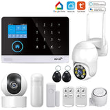 Wireless WIFI GSM Home Security Alarm System For Tuya Smart Life APP With Motion Sensor Detector Compatible With Alexa &amp;