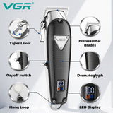 VGR Adjustable Hair Clipper Professional Electric Hair Trimmer Cordless Beard Hair Cutting Machine for Men Rechargeable USB