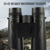 KKmoon 12×42 Binocular Daily Waterproof Telescope BAK4 High Magnification High Definition High Resolution for Outdoor Traveling