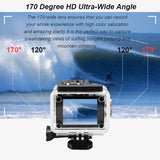 Ultra HD 4K Action Camera WiFi 12MP 2 Inch 30M Go Waterproof Pro 170D Helmet Bicycle Video Recording Camera Sports Cam