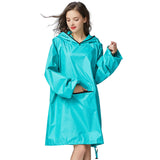 Women's Stylish Waterproof Rain Poncho Cloak Raincoat with Hood Sleeves and Big Pocket on Front.