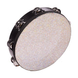8/10 Inch Wooden Radiant Tambourine Handbell Hand Drum with Double Rows Jingles Shining Reflective Drum Percussion Instrument