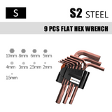 QUK Hex Wrench Set Screwdriver Universal Allen Key 1.5mm-10mm 9PCS Double-End L Type Hexagon Flat Ball Spanner Metric Hand Tools