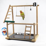 Parrot Playstands With Cup Toys Tray Bird Swing Climbing Hanging Ladder Bridge Wood Cockatiel Playground Bird Perches 40*23*36cm