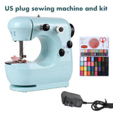 INNE Mini Sewing Machine Manual Portable Needlework Electric Household With Night Light Foot Pedal Table Two Thread Kit Simple