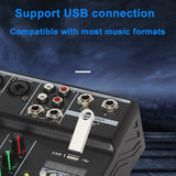 Professional 4 Channel Bluetooth Mixer o Mixing DJ Console with Reverb Effect for Home Karaoke USB Live Stage KTV