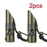 7 in 1 Emergency Whistle Portable Outdoor Tactical EDC Whistle With Compass Thermometer High Decibel SOS Survival Whistle