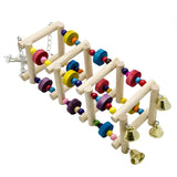 Wooden Bird Parrot Swing Ladder Toys Hanging Bird Chewing Climbing Stand Perch with Bell Playground Colorful Bite Blocks Toy C42