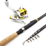 2.1M Fishing rod with reel Carbon Telescopic fishing pole Spinning Reels set Travel Sea rod fast carp Rocky pole trout rods