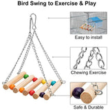 Bird Parrot Toys Wooden Hanging Swing Hammock Chewing Standing Climbing Ladders Perches Pet Cage Accessories