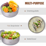 Lixada 1.6L Titanium Tea Tray Bowl Tea Strainer Self-draining Bowl Fruit Drainage Plate for Home Camping Hiking Backpacking