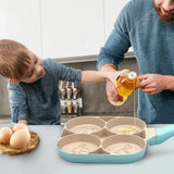 4-hole Omelet Pan Non-stick Burger Eggs Ham PanCake Maker Frying Pans Breakfast Grill wok Cooking Pot No Oil-smoke pan