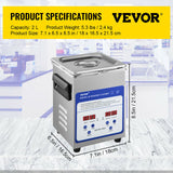 VEVOR 2L 3L 6L 10L 15L 22L 30L Ultrasonic Cleaner 316 Stainless Steel Mini Lave-Dishes Portable Washing Machine Home Appliances