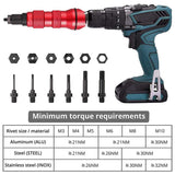 M3-M10 Cordless Electric Rivet Nut Tool Converter, Insert Nut Tool Household Rivet Nut Kit