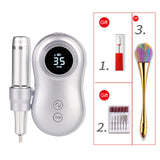 Electric Nail Drill Machine 35000RPM Built-in 2600mAh Battery Portable Nail Polisher Grinding Device Nail Tool 10 Hours of Use