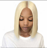 Bob Hair Wig Ladies Short Straight Blonde Medium Differentiated Fiber Head Cover