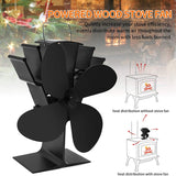 Top Deals 4 Blades Heat Powered Stove Fan Wood Burning Stove Fireplace Fan for Heated Air Eco Stove Fan Wood Log Burner Fireplac