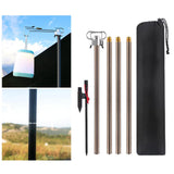 Camping Lantern Stand Folding W/ Ground Nail Lightweight Garden Planter Hanger Aluminum Alloy Rod Lamp Pole for Backpacking BBQ