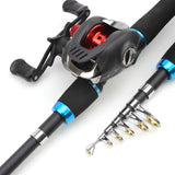1.65M Carbon fishing rod Casting Rod and Baitcasting Reel set Portable telescopic pole Fishing rod with reel carp Trout pesca