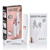 2In1 Electric Eyebrow Trimmer USB Rechargeable Bikini Painless Hair Remover LED Light lady Epilator Razor Face Body Women Shaver