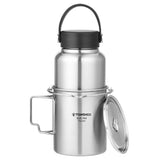 TOMSHOO Stainless Steel Water Bottle Leak Proof Sports Bottle Camping Water Cup Coffee Mug Hanging Pot for Outdoor Camping