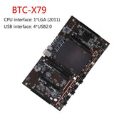 BTC Mining Motherboard X79 H61 5X PCI-E 8X LGA 2011 DDR3 Support 3060 3080 Graphics Card with E5 2620 CPU for BTC