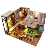 Assemble DIY Wooden House Dollhouse kit Wooden Miniature Doll Houses Miniature Dollhouse toys With Furniture LED Lights Gift