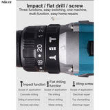 3 In 1 198VF Cordless Electric Drill Impact/Flat Drill/Lifting Screw Function Brushless Drill Rechargeable Battery Power Tools