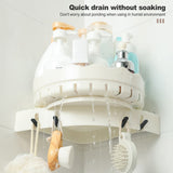 With Hooks Shower Caddy Spices Holder 360 Rotating Corner Shelf Wall Mount Shampoo Bathroom Organizer No Drilling Adhesive