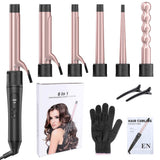 Nuaer 6-in-1 Curling Iron Professional Curling Wand Set Instant Heat Up Hair Curler with 6 Interchangeable Ceramic Barrels