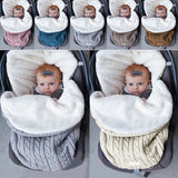 Baby Sleeping Bag Infant Winter Warm Thickening Plus Velvet Knit Warm Sleeping Bag Wool Stroller Sleeping Bag