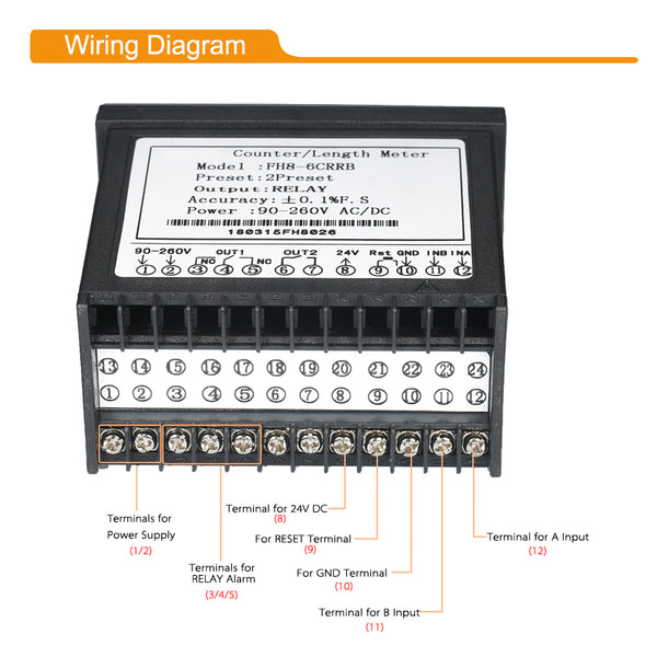 Dual Light-emitting Diode Display Digital Counter 90~265V AC/DC Length ...