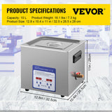 VEVOR 2L 3L 6L 10L 15L 22L 30L Ultrasonic Cleaner 316 Stainless Steel Mini Lave-Dishes Portable Washing Machine Home Appliances