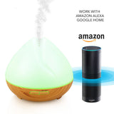 Voice control 400ML Essential Oil Diffuser Ultrasonic Air Humidifier with Wood Grain 7 Color Changing LED Lights for Office Home