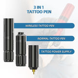 1800mAh Power Supply 12500RPM Coreless Motor RCA Converter Rotary Tattoo Pen Wireless Tattoo Machine With 2PCS Tattoo Battery