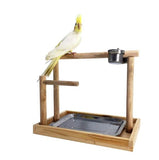 Bird Wood Playground With Foot Ring Parrot Perch Feeder Cups Parrot Toys Playgym For Cockatoo Parakeet Gym Playpen HW191