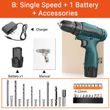 Lithium-ion Battery Cordless Screwdriver Electric Drill Hole Electrical Screwdriver Hand Driver Wrench Power Tools