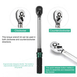10-60N.m 3/8 Inch Drive 7 PCS Preset Torque Wrench Bits Set Quick Release Adjustable Torque Wrench Bicycle Car Auto Repairs