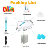 Hot 3D Pen DIY Printer Pen LED Painting PLA Filament Children Printing Pens For Designer Kids Drawing Pen Gifts Educational Toys