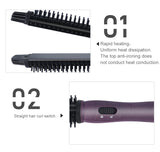 2 in 1 Ceramic Styler Hair Curler Brush Straight and Curl Curling Iron  perm hair comb pear flower electric round comb  brush