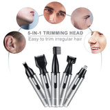 Electric Nose/Ear/Body/Eyebrow Hair Trimmer for Men Shaver Razor Hair Grooming Kit 5 in 1 USB Rechargeable