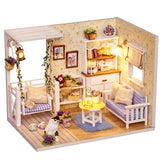 CUTEBEE DIY Doll House Wooden Doll Houses Miniature Dollhouse Furniture Kit with LED Toys for Children Christmas Gift
