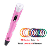3D Printing Pen Digital Display Intelligent 3D Pen High Temperature 3D Graffiti Painting Pens with USB Educational Toys Gift