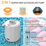 3 In 1 Air Pump Air Compressor and Lantern USB Pocket Pump Inflator Pump with 5 Nozzles for Air Mattress Vacuum Storage Bag