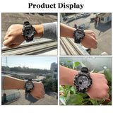 7 in 1 Outdoor Survival Watch Tactical Paracord Bracelet Watch with Compass Scraper Thermometer Paracord Whistle Camping Tools