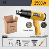 2500W 220V European Union LCD Digital Display Electric Heat Gun Hair Dryer Heat Gun Welding Shrink Packaging Heat Tool