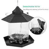 20x20x22cm Large capacity Bird Feeder Transparent shell Plastic Hanging Bird Feeder with Roof for Outdoor Garden Patio Backyard