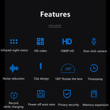 Mini Camera Full HD 1080P Micro Body Camcorder Night Vision DV Video Voice Recorder With 180 Rotating Len Smart Home 80 Cam
